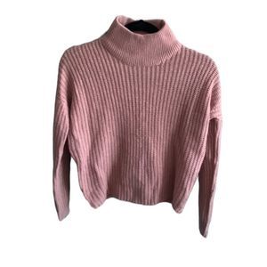 Say What ? Size S Pink Rose Gold Lace Up Back Cropped Sweater